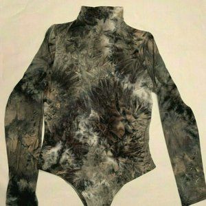 Urban Rose Long Sleeve Bodysuit Leotard High Neck